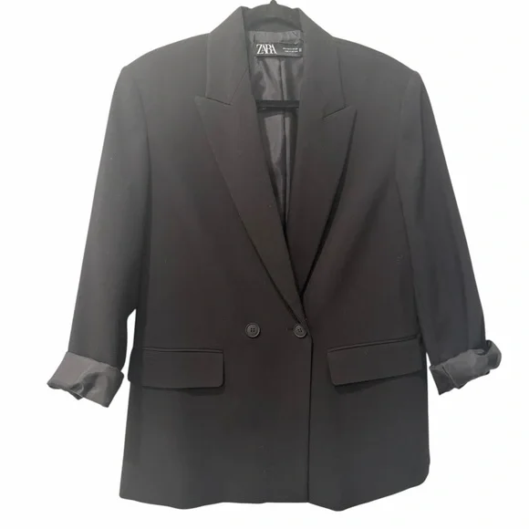 Zara Women’s Black Double Breasted Blazer – Size Medium - Picture 3 of 7